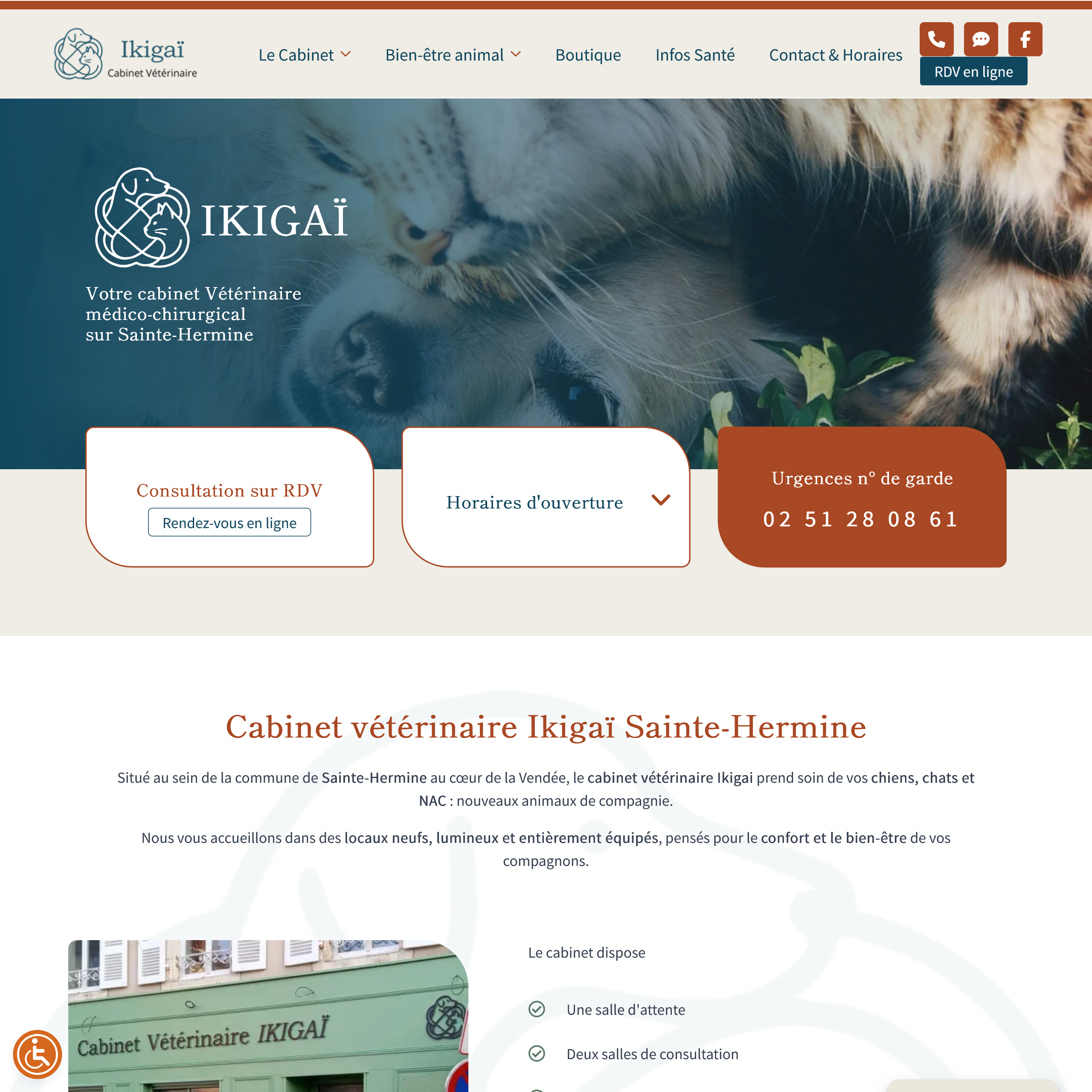 Aperçu du site du cabinet vétérinaire Ikigaï